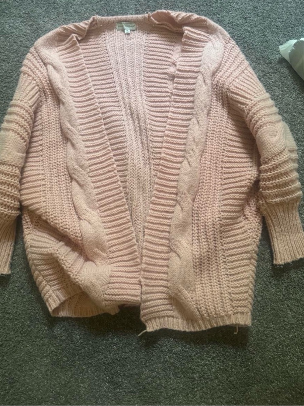 Cozy Open-Front Pink Cable Knit Women's Cardigan